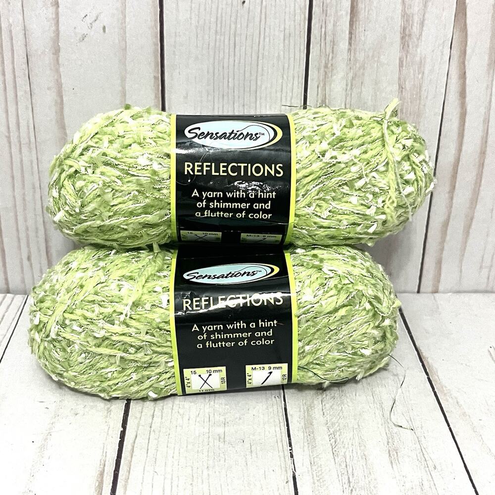 Sensations Reflections Color Lime 82 yds Lot of 2 Skeins Discontinued Joann's